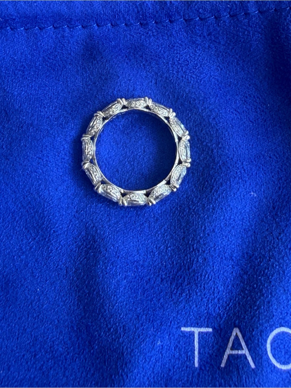 Tacori platinum pear shaped diamond eternity band, 2.22 carats, size 5 1/2